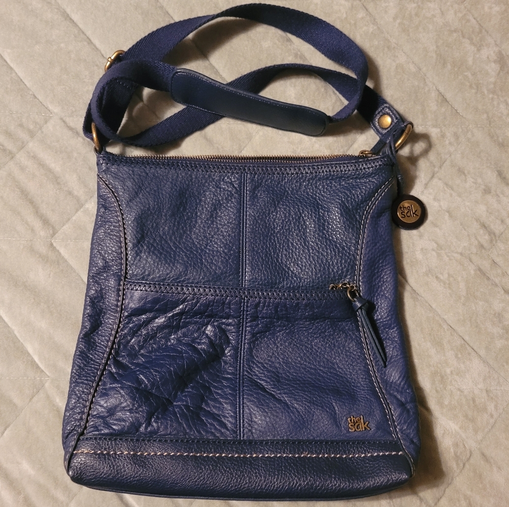 The Sak Soft, Slouchy Genuine Leather Crossbody Bag In Navy Blue